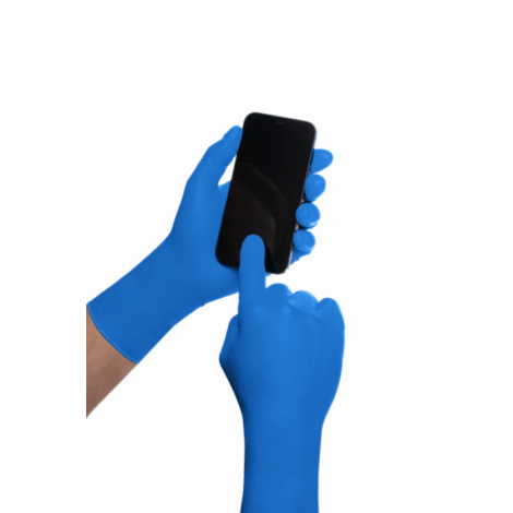 Rękawice nitrylowe bezpudrowe 50 sztuk Mercator gogrip LONG niebieski rozmiar - 7